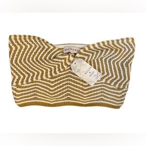 Willow & Wind Gold and White Striped knit strapless crop top size large